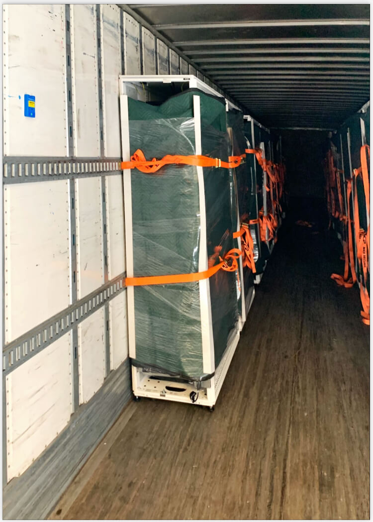 Secure server equipment transport and installation logistics